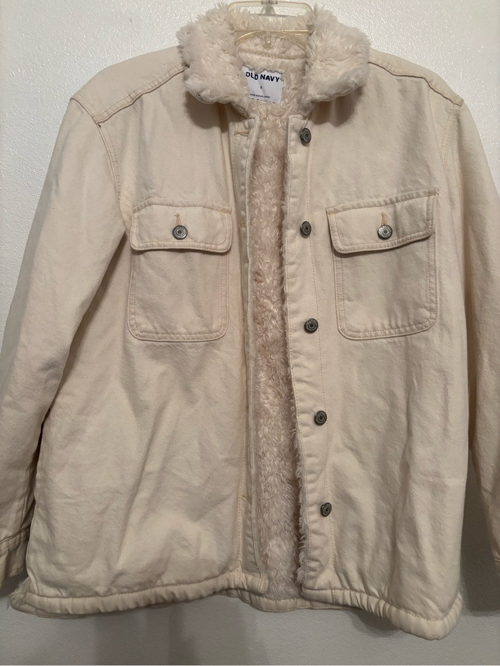 Old Navy Cream Sherpa-Lined denim Jacket L